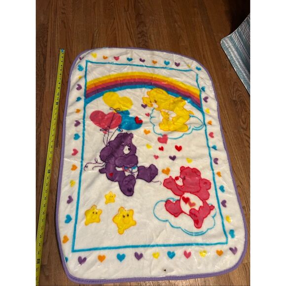 Care bear Rainbows Hearts Bears Ballons fleece blanket 41x28" - Picture 1 of 5